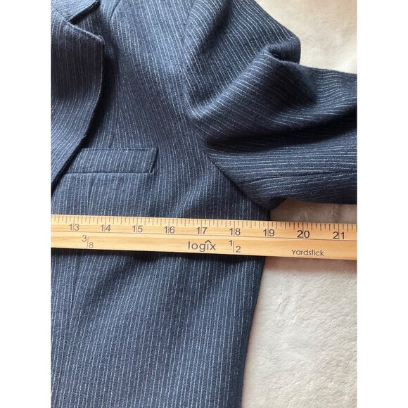 Vintage Sz Medium Sasson Pinstripe Blazer Navy Single Button Wool Bl Minimalist - Picture 4 of 12